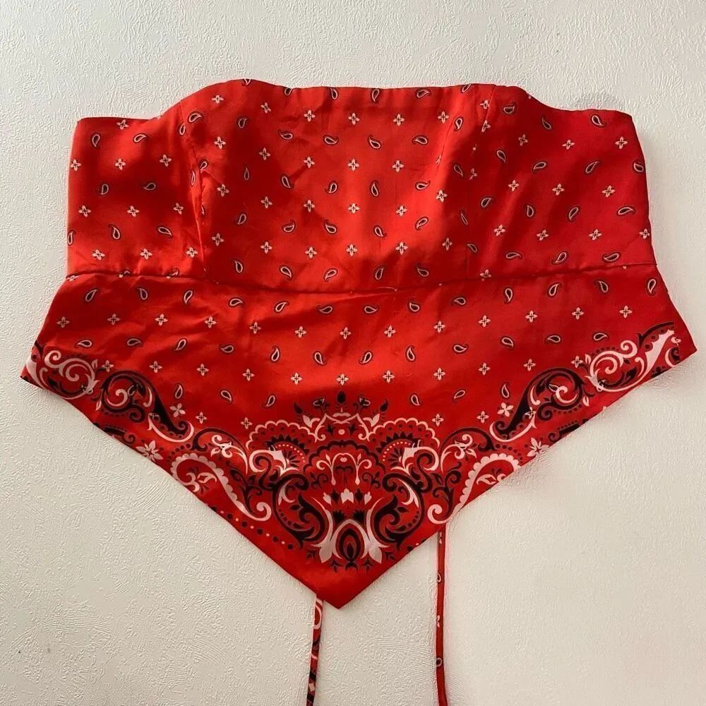 Rue21 Red Bandana Print Corset Top | Size Large | Western Y2K Festival Tube Top